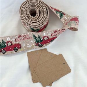 Christmas Wire Edge Ribbon Decor Vintage Red Truck